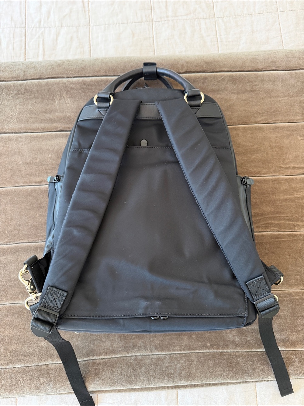 Lo & Sons Rowledge Black Backpack with Gold Hardware - Picture 8 of 10